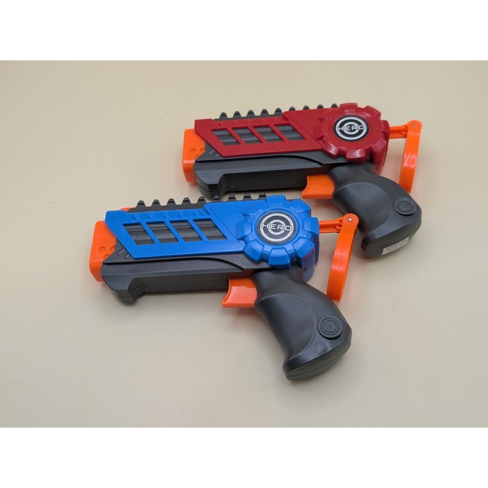 Hero V2 Precision Foam Dart Blaster Gun Toy Lot of 2 Red & Blue Playtek No Dart